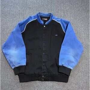 TMR Racing Bomber Jacket Size XL Full Zip Up Embroidered Heavyweight Denim